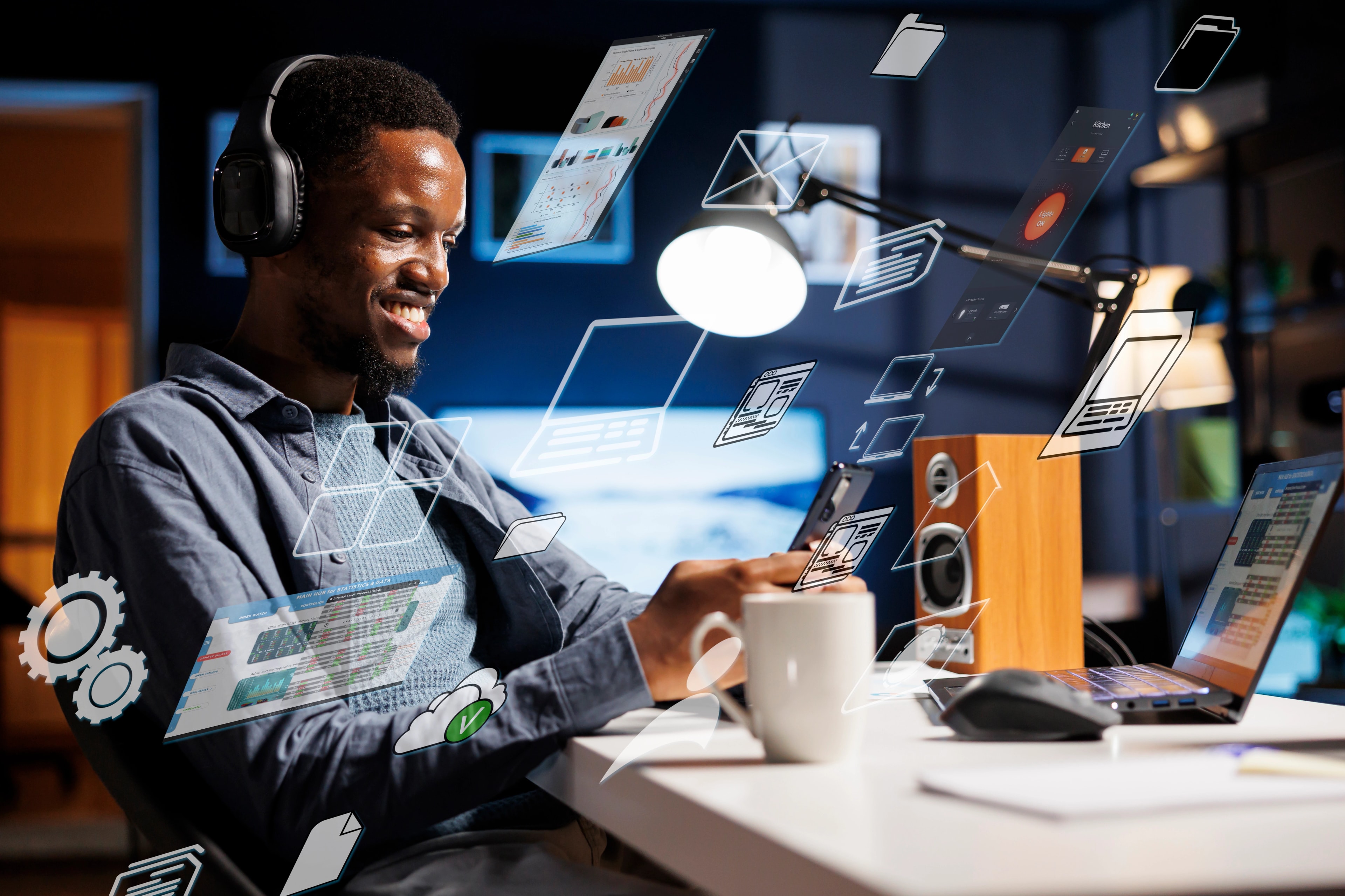 Business person using laptop